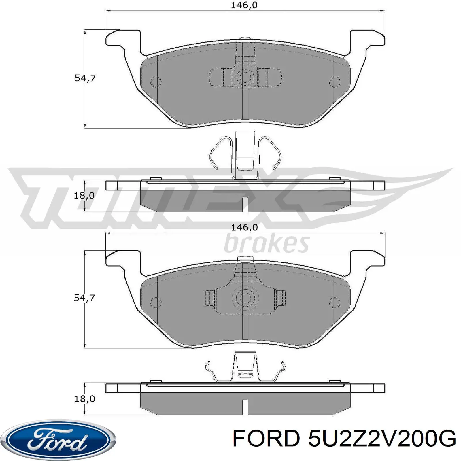 5U2Z2V200G Ford pastillas de freno traseras