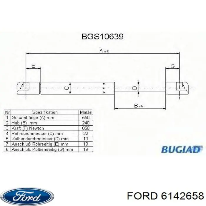 6142658 Ford amortiguador de maletero