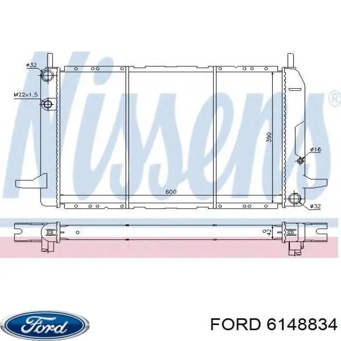 6148834 Ford radiador refrigeración del motor