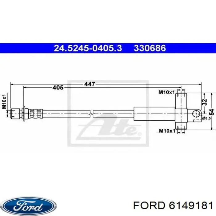 6149181 Ford tubo flexible de frenos trasero