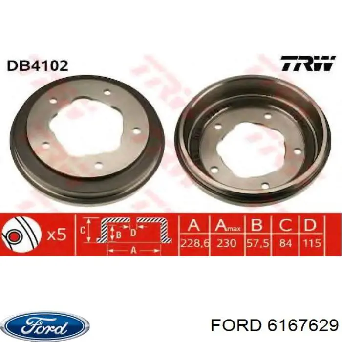 6167629 Ford freno de tambor trasero