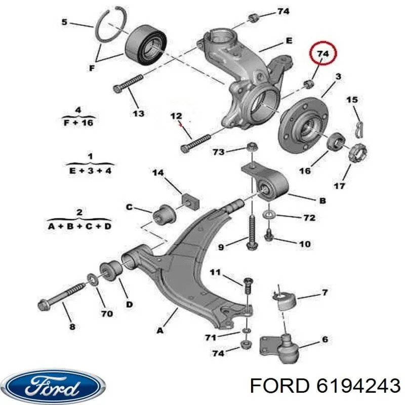 6194243 Ford tornillo (tuerca de sujeción)