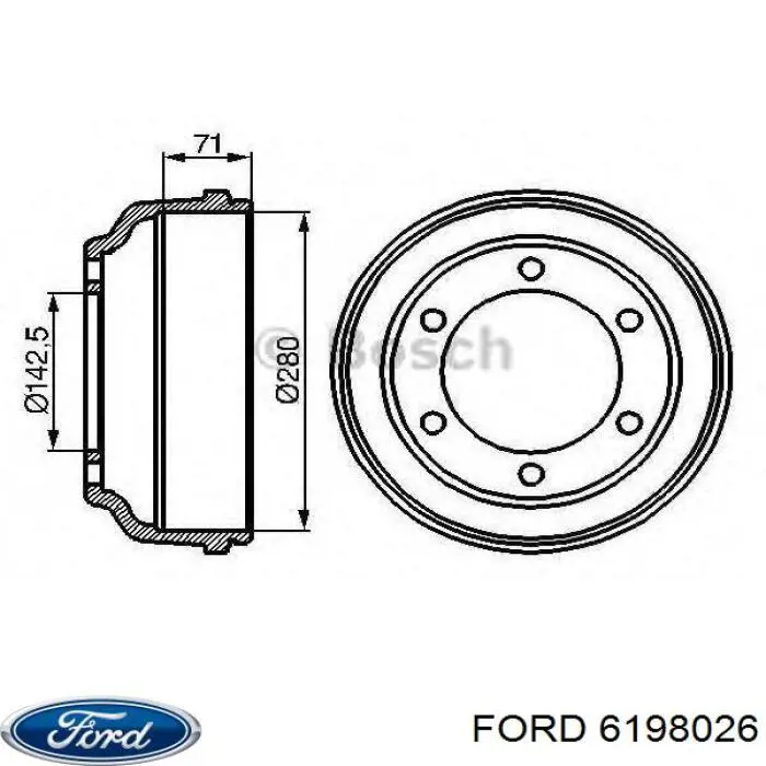 6198026 Ford freno de tambor trasero