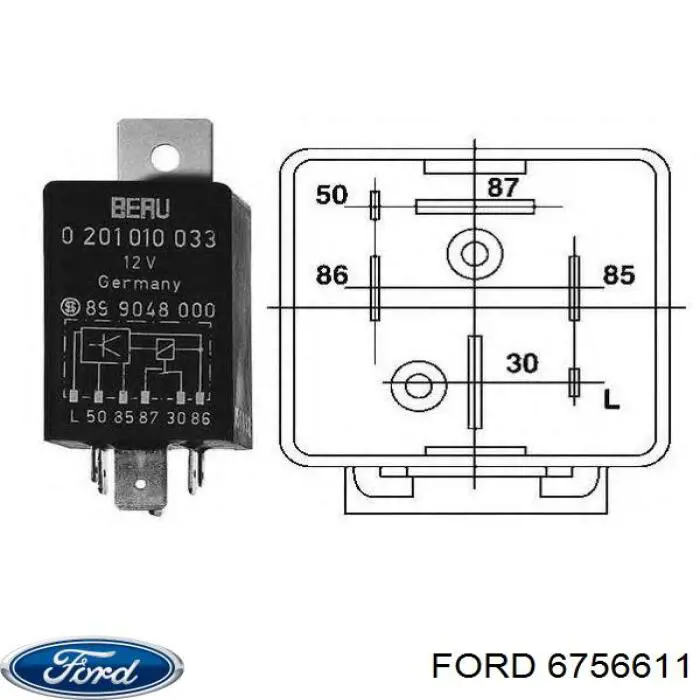 6756611 Ford relé de bujía de precalentamiento