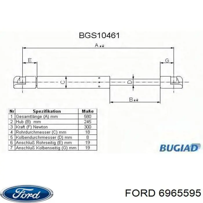 6965595 Ford amortiguador de maletero