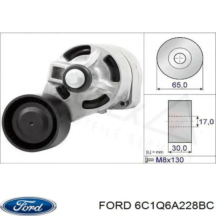 6C1Q6A228BC Ford tensor de correa, correa poli v