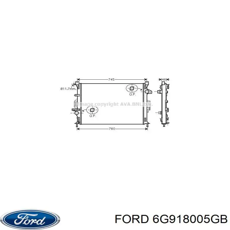 6G918005GB Ford radiador refrigeración del motor