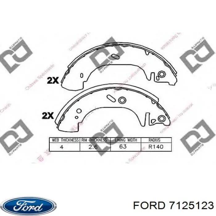 7125123 Ford zapatas de frenos de tambor traseras