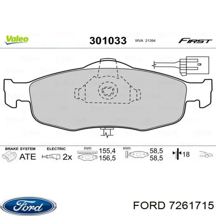 7261715 Ford pastillas de freno delanteras