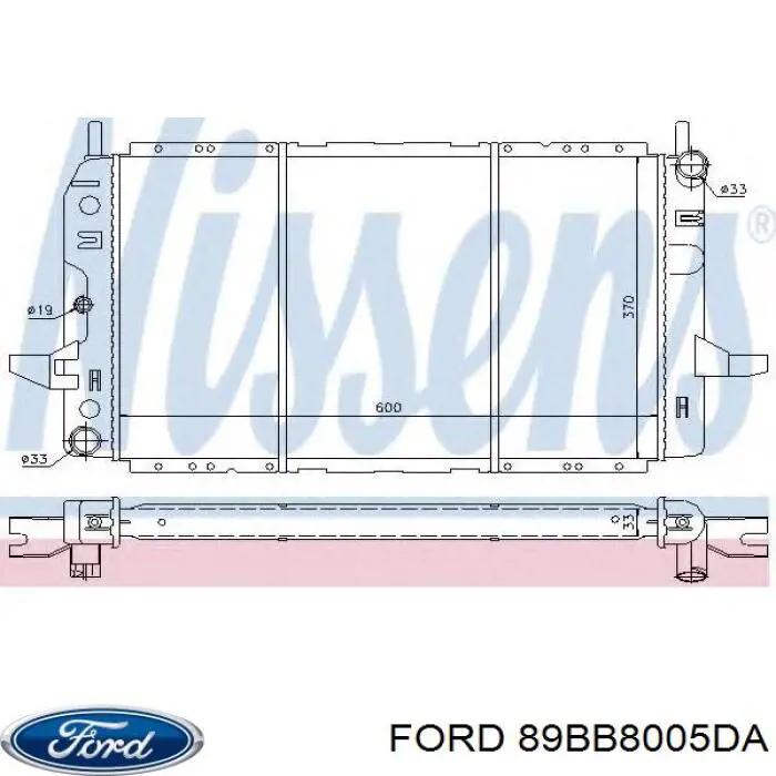 89BB8005DA Ford radiador refrigeración del motor