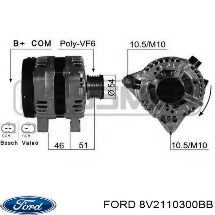 8V2110300BB Ford alternador