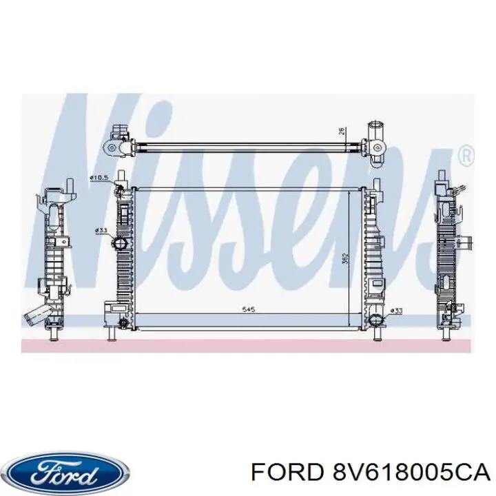 8V618005CA Ford radiador refrigeración del motor