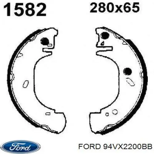 94VX2200BB Ford zapatas de frenos de tambor traseras