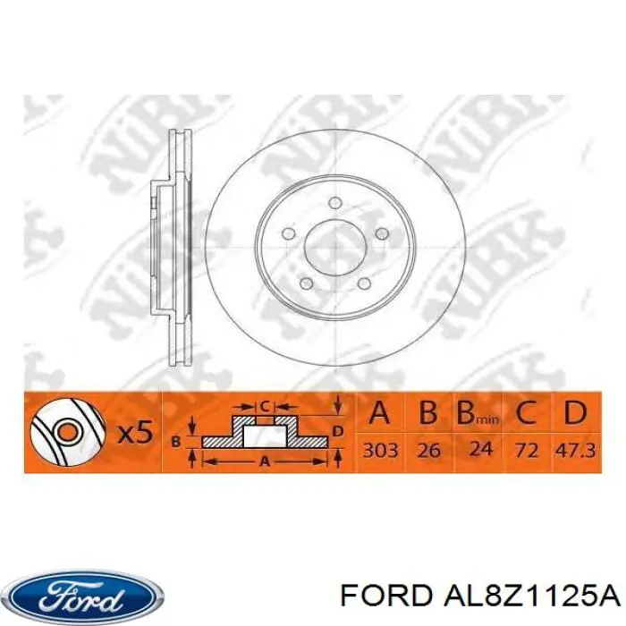 AL8Z1125A Ford freno de disco delantero