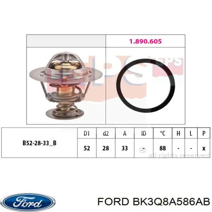 BK3Q8A586AB Ford caja del termostato