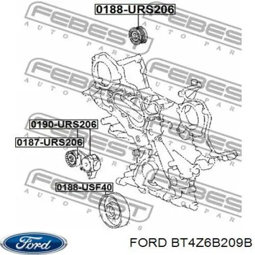 BT4Z6B209B Ford tensor de correa, correa poli v