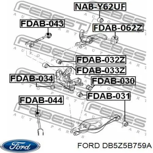 DB5Z5B759A Ford muñón del eje, suspensión de rueda, trasero izquierdo