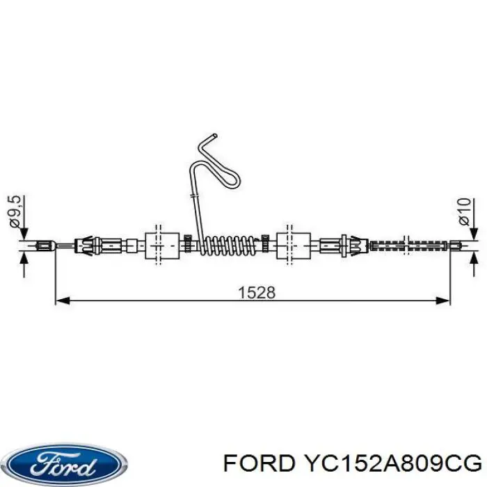 YC15-2A809-CG Ford cable de freno de mano trasero izquierdo