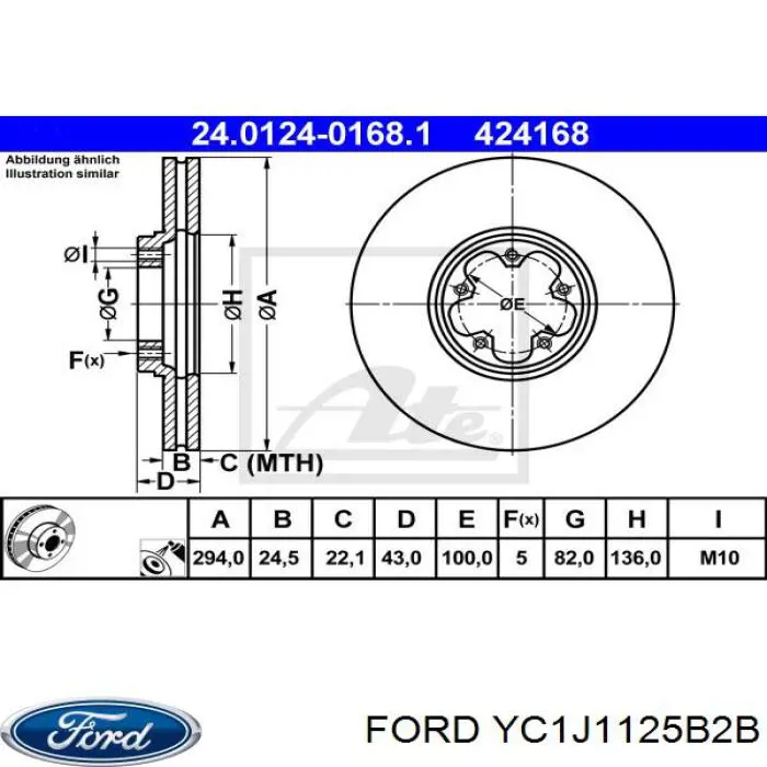 YC1J1125B2B Ford freno de disco delantero