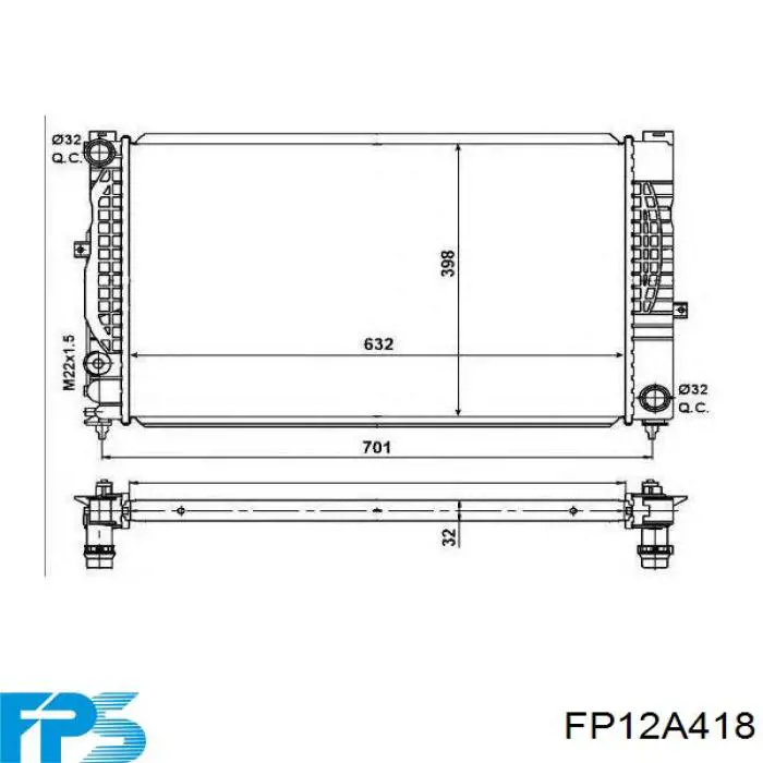 FP 12 A418 FPS radiador refrigeración del motor