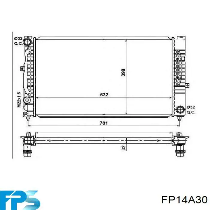 FP 14 A30 FPS radiador refrigeración del motor