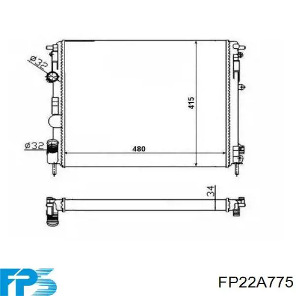 FP 22 A775 FPS radiador refrigeración del motor