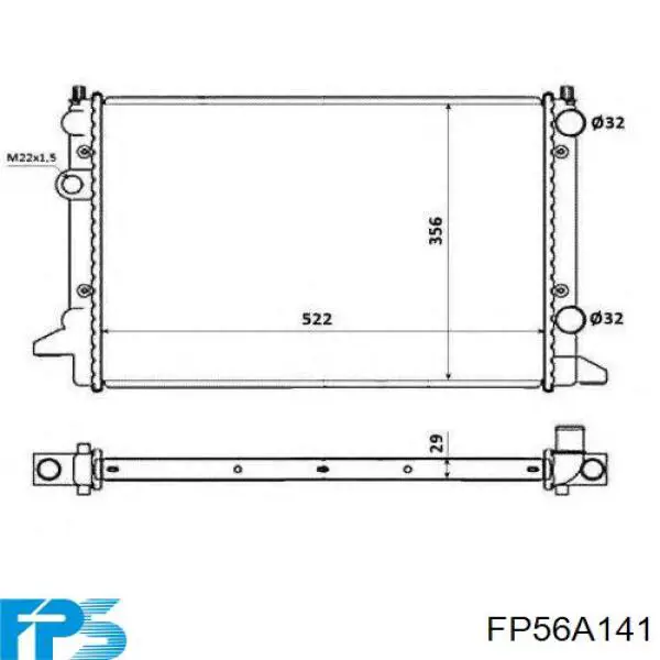 FP 56 A141 FPS radiador refrigeración del motor