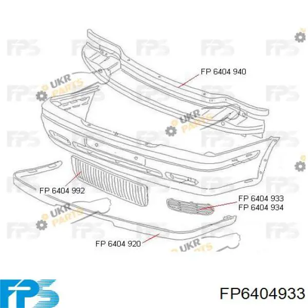 FP 6404 933 FPS rejilla de ventilación, parachoques trasero, izquierda