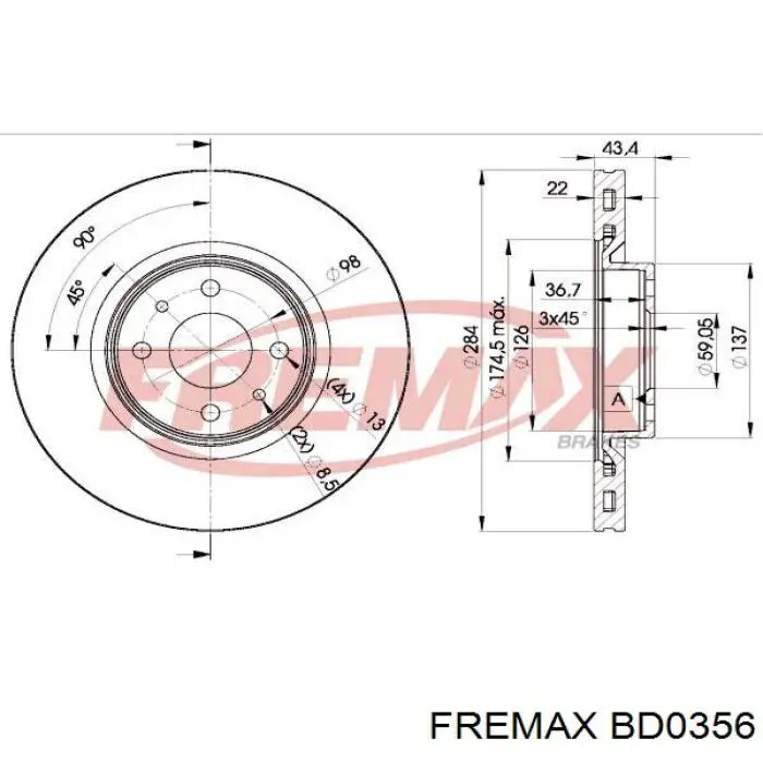 BD0356 Fremax freno de disco delantero