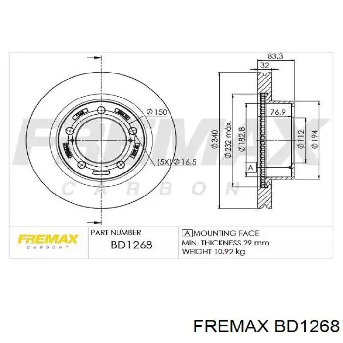 BD1268 Fremax freno de disco delantero