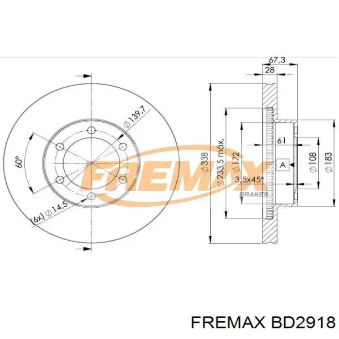 BD2918 Fremax freno de disco delantero