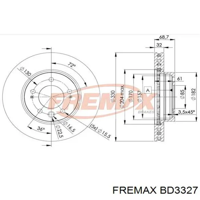 BD3327 Fremax freno de disco delantero