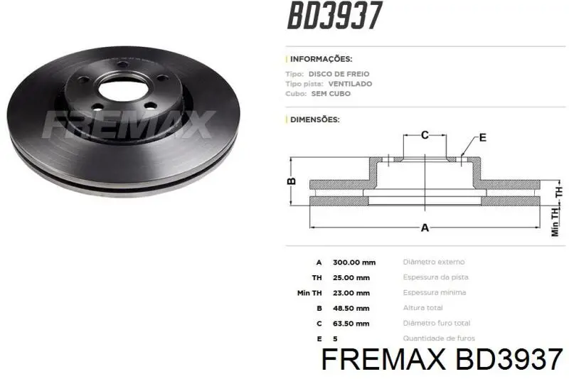 BD3937 Fremax freno de disco delantero