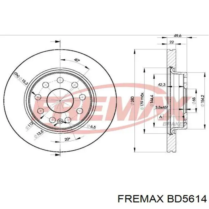 BD5614 Fremax freno de disco delantero