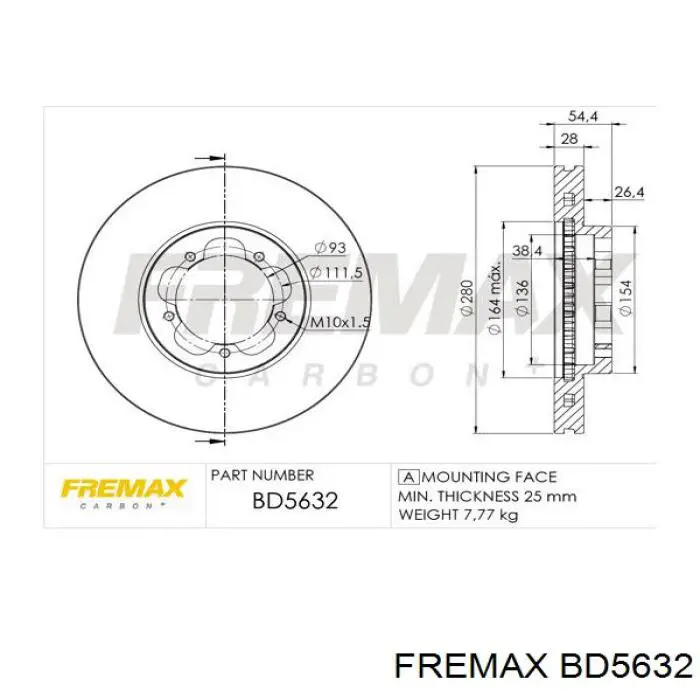 BD5632 Fremax freno de disco delantero