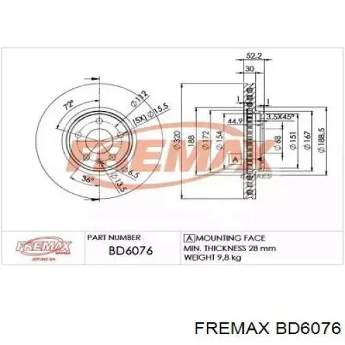 BD6076 Fremax freno de disco delantero