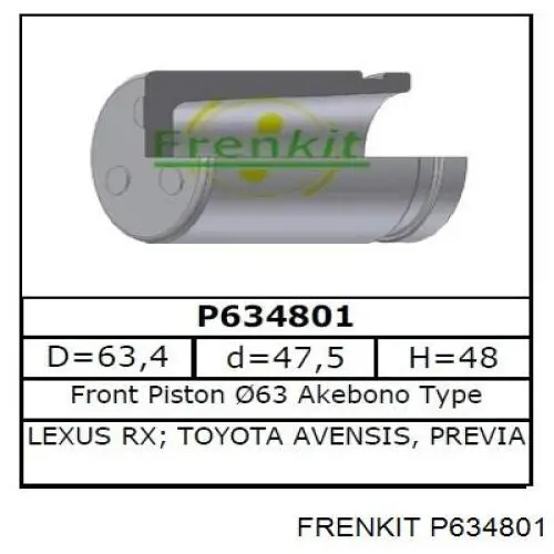  Émbolo, pinza del freno delantera para Toyota Previa ACR3