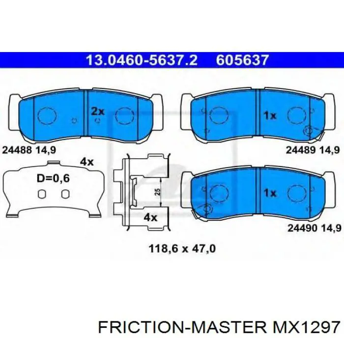 MX1297 Friction Master pastillas de freno traseras