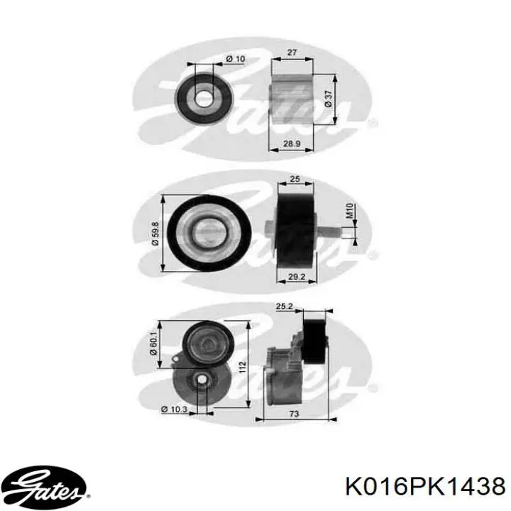 K016PK1438 Gates correa de transmision, juego completo