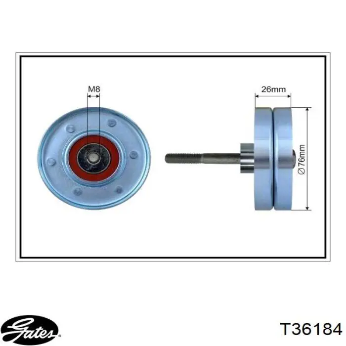 T36184 Gates polea inversión / guía, correa poli v