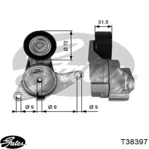 T38397 Gates tensor de correa, correa poli v