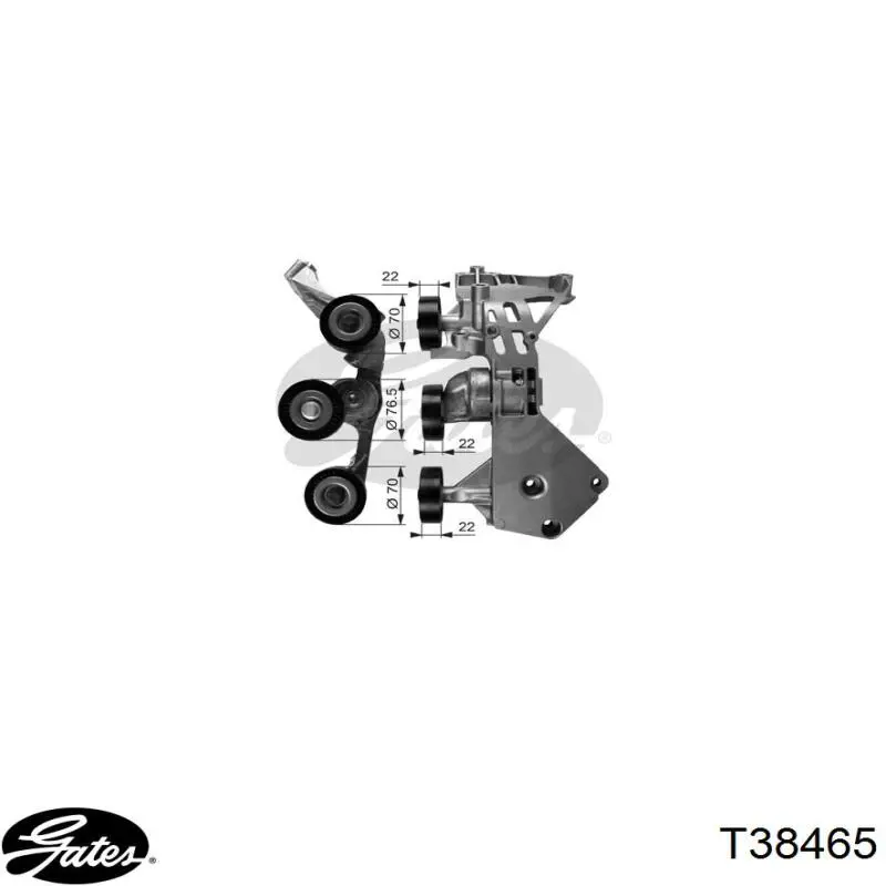 T38465 Gates tensor de correa, correa poli v