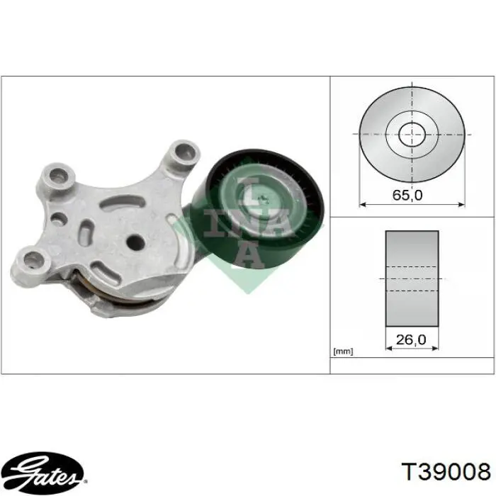 T39008 Gates tensor de correa, correa poli v