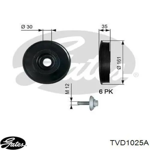 TVD1025A Gates polea, cigüeñal