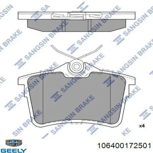 1064001725-01 Geely pastillas de freno traseras