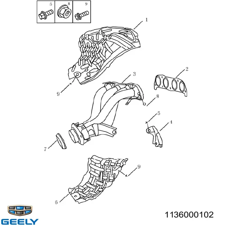  Junta de colector de escape para Geely FC 