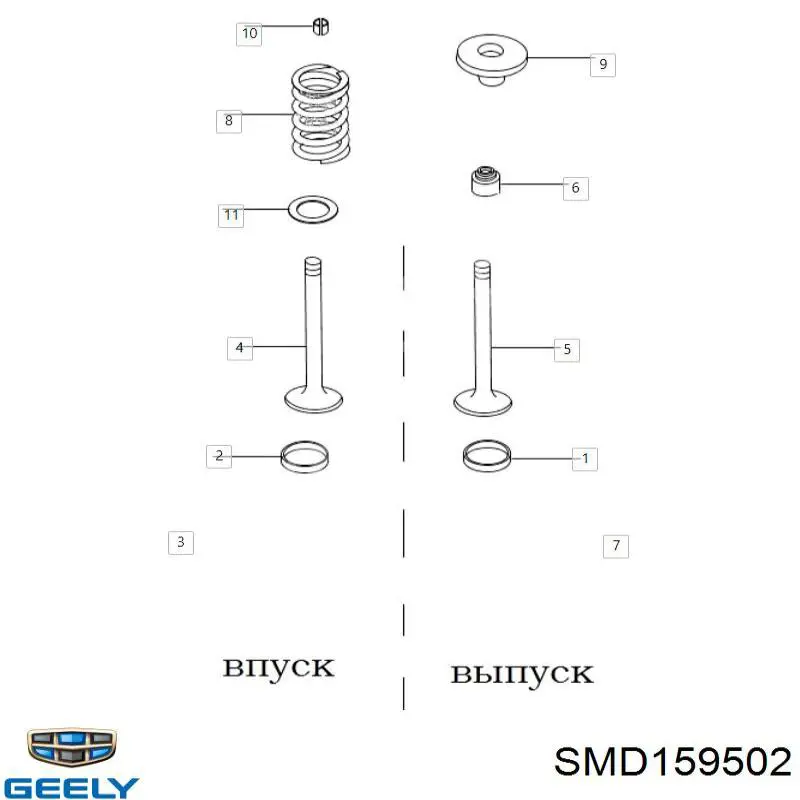 SMD159502 Geely válvula de admisión