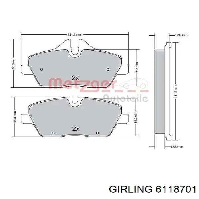 6118701 Girling pastillas de freno delanteras