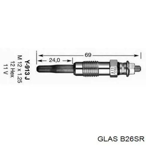 B26SR Glas bujía de incandescencia