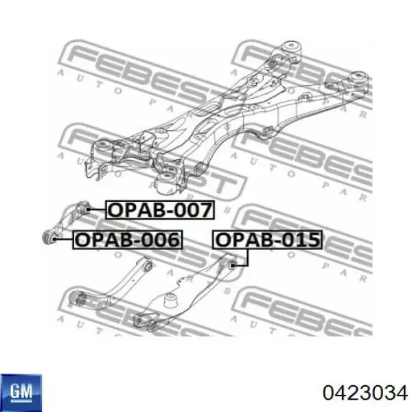 0423034 General Motors brazo de suspension trasera